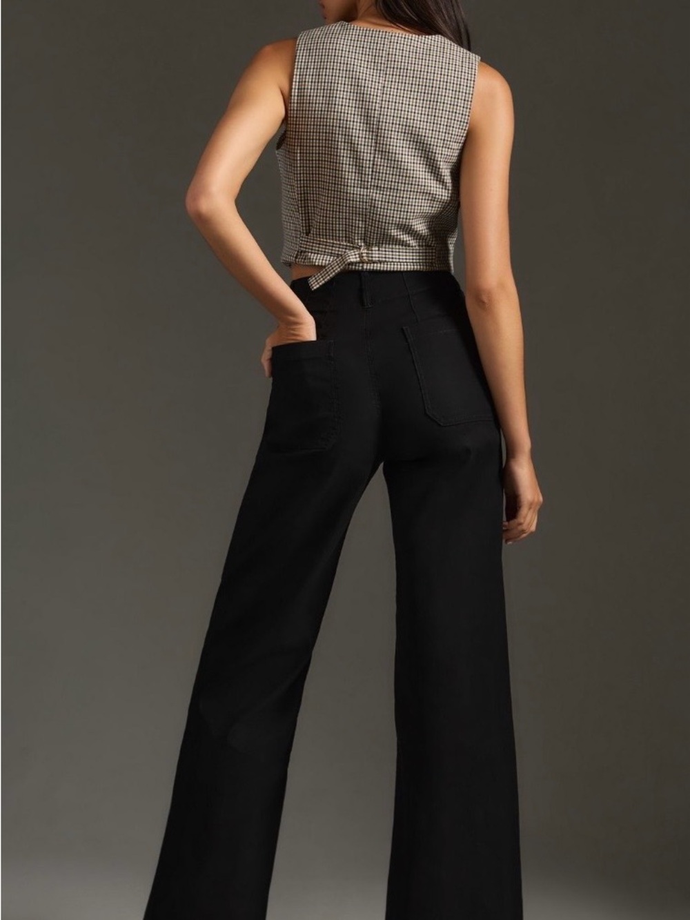 Maeve Black High-Rise Petite Trousers with Contrast Stitch - Picture 2 of 10